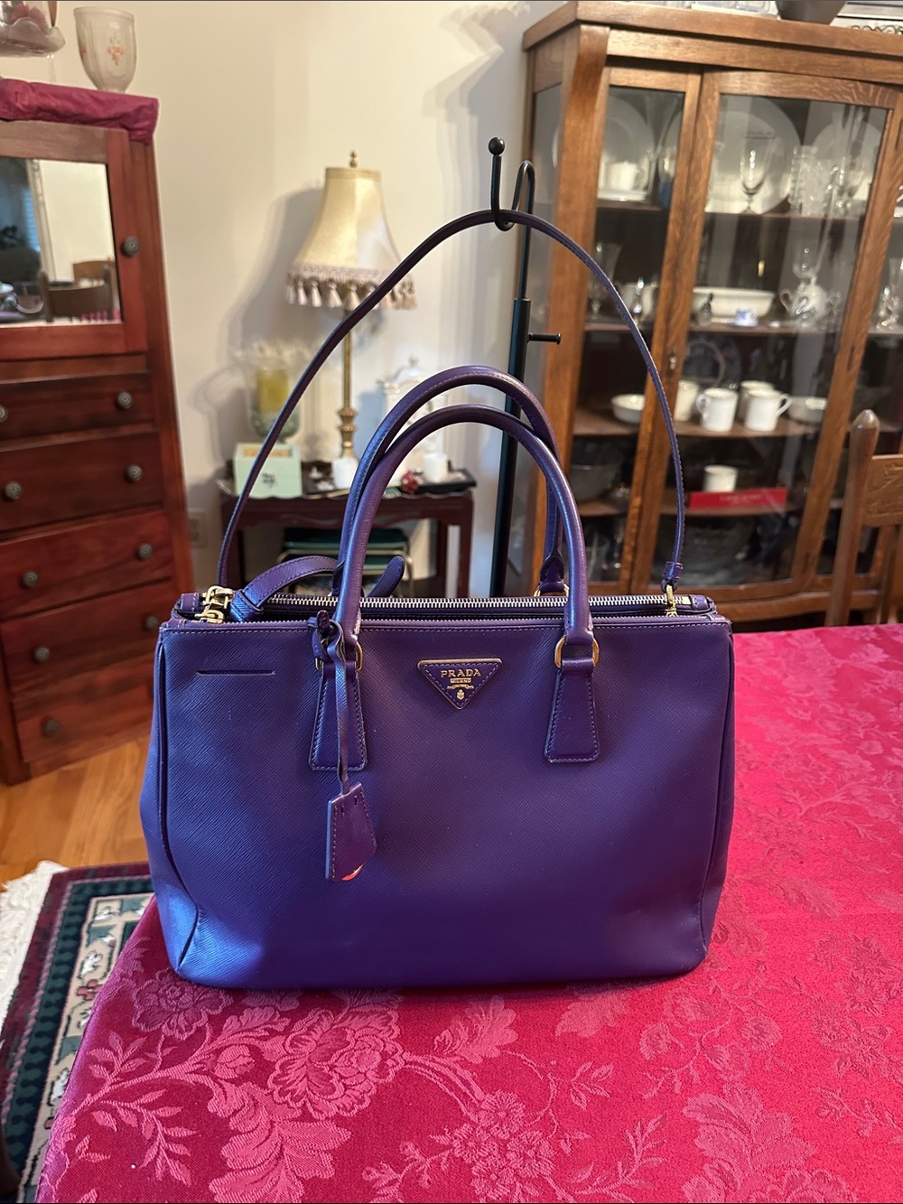 Prada Purple Leather Galleria Two-Way Bag